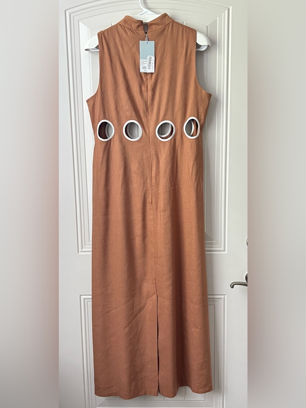 NWT Antonio Melani x M.G. Style Jen Maxi Dress Size 10 Walnut Linen Blend - Picture 3 of 13